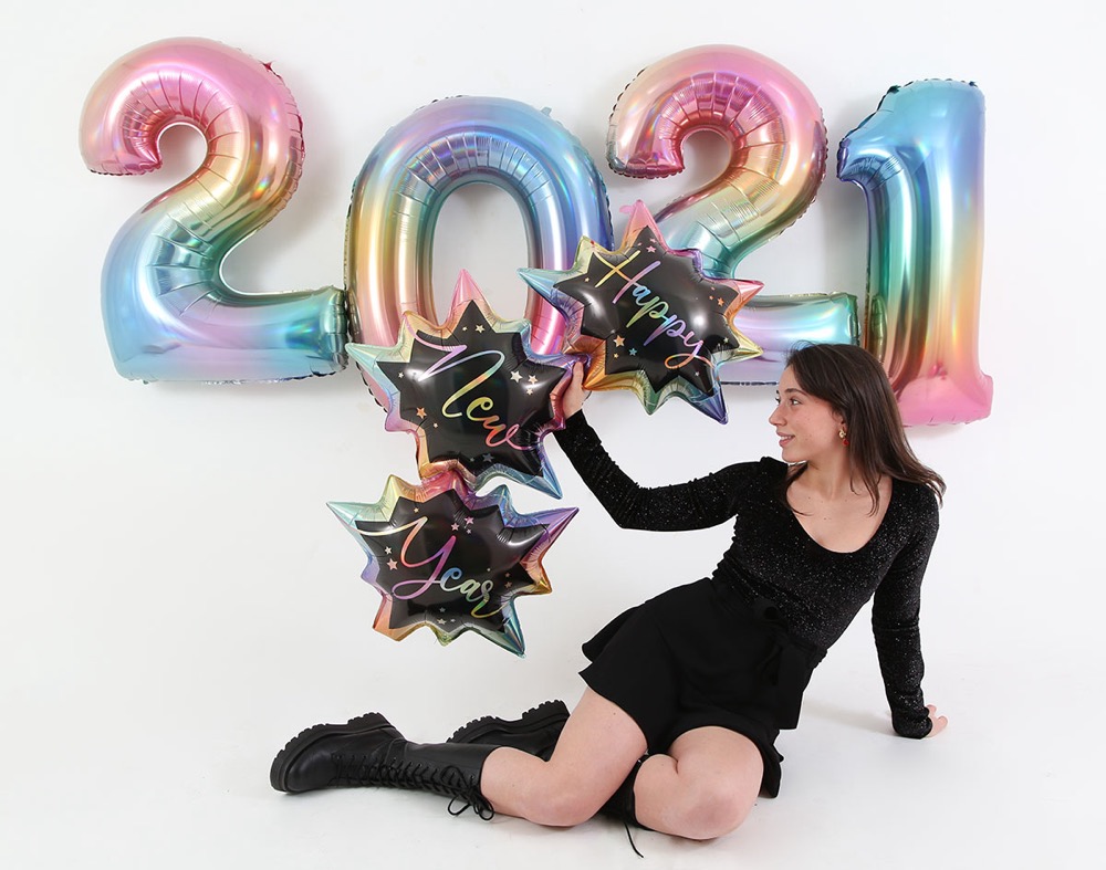 32" Μπαλόνι happy new year ουράνιο τόξο - Image 3