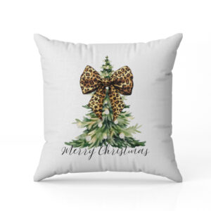 Μαξιλάρι Χριστουγεννιάτικο – Δέντρο με Leopard Φιόγκο