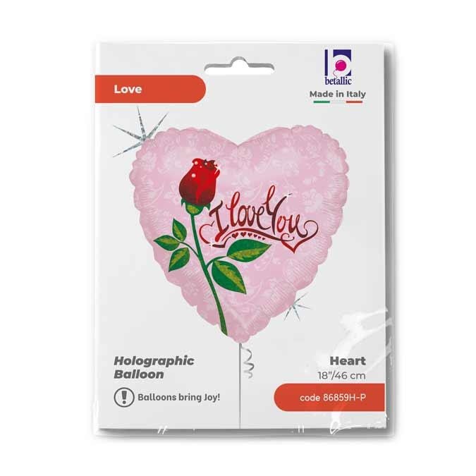 18" Μπαλόνι Καρδιά I love you - Τριαντάφυλλο - Image 2