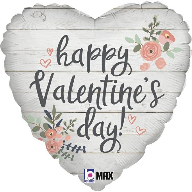 18" Μπαλόνι Ρουστίκ Καρδιά Happy Valentine's Day