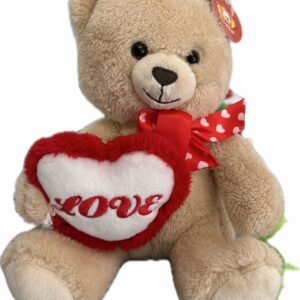 Αρκουδάκι με Φιόγκο και Καρδιά 23cm  (Τυχαία Επιλογή)