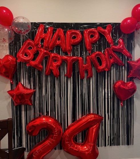 Σετ Κόκκινα Μπαλόνια φράση Happy Birthday (13 τεμ) - Image 3