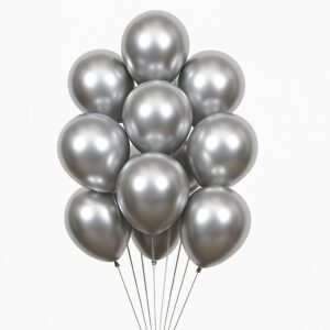 Σετ Μπαλόνια - Ασημί Μεταλλικό Χρώμα (12 τεμ)