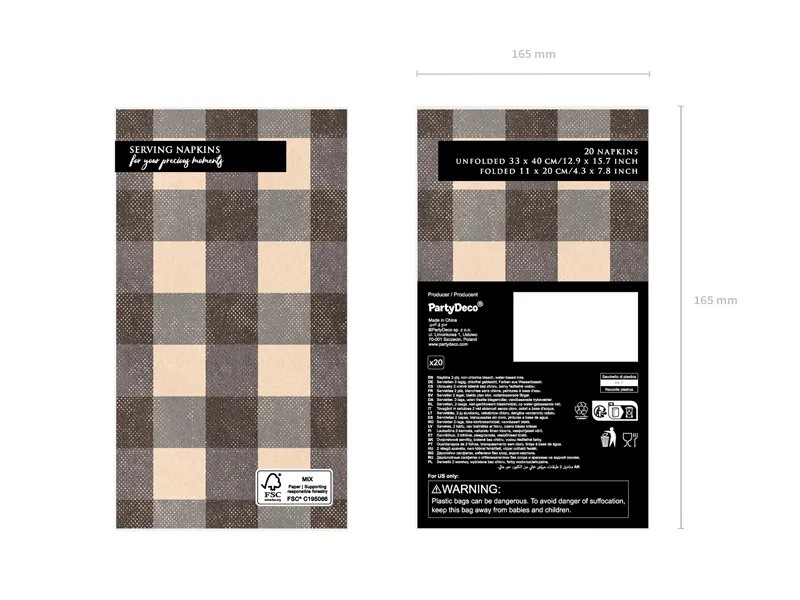 Χαρτοπετσέτες - Καρό Μαύρο (20 τεμ) - Image 4