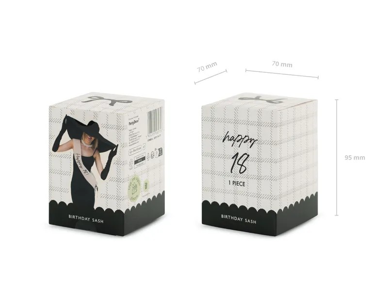 Κορδέλα "Happy 18" (κρεμ) - Image 4