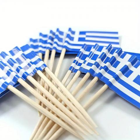 Οδοντογλυφίδες Ελληνική Σημαία (50 τεμ) - Image 2