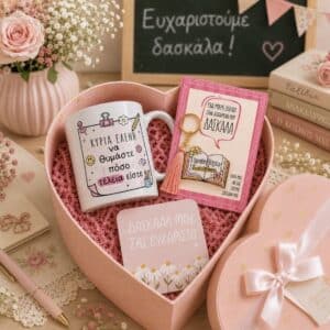 Κουτί Καρδιά Δώρου για Δασκάλα – Μαργαρίτες