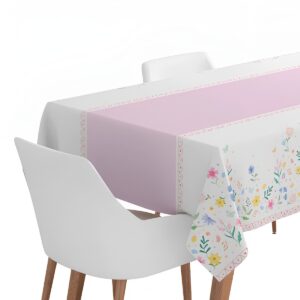 Τραπεζομάντηλο Αδιάβροχο - Ροζ Λουλούδια (120 cm x 180 cm)