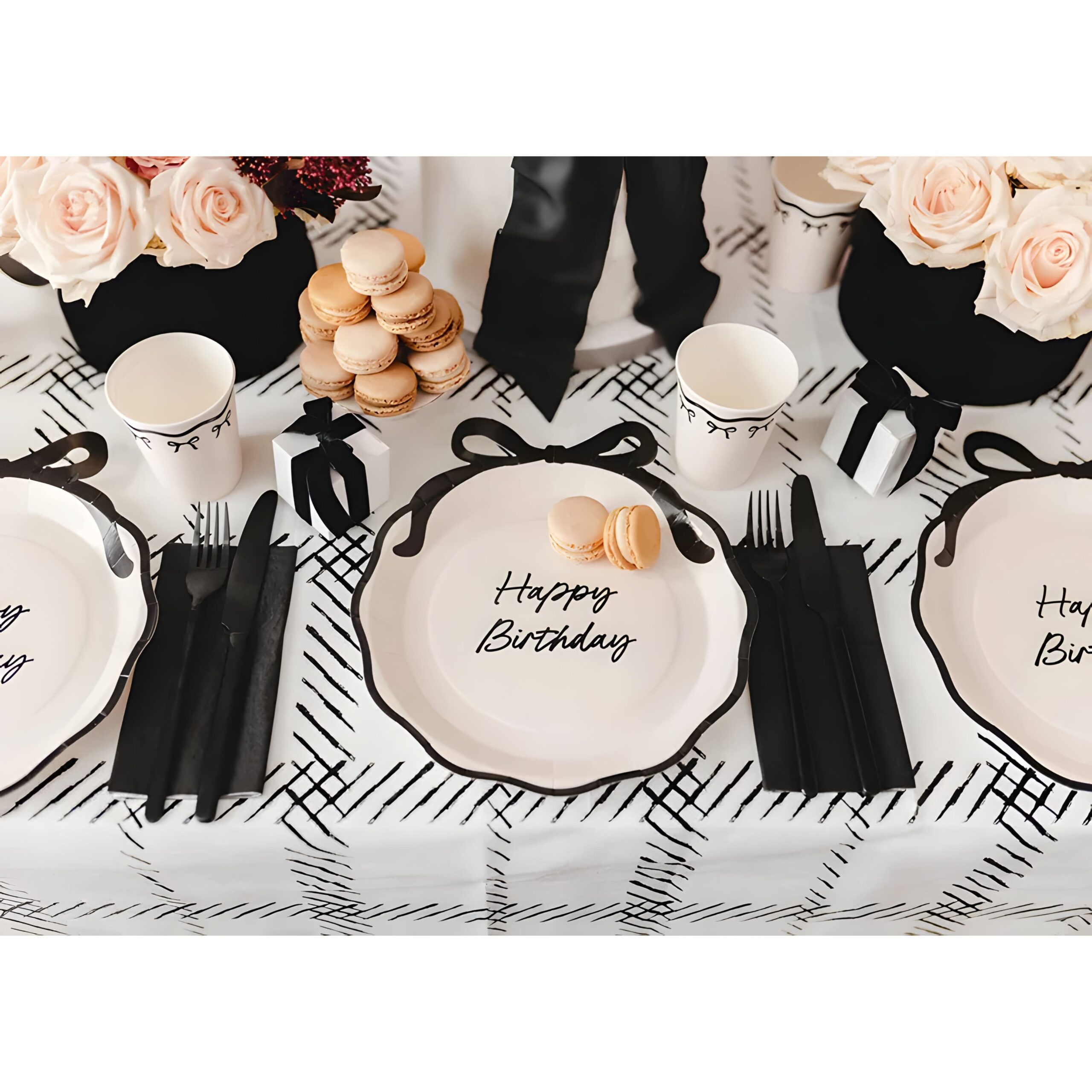 Χάρτινα Πιάτα με Φιόγκο - Happy Birthday (6 τεμ) - Image 2