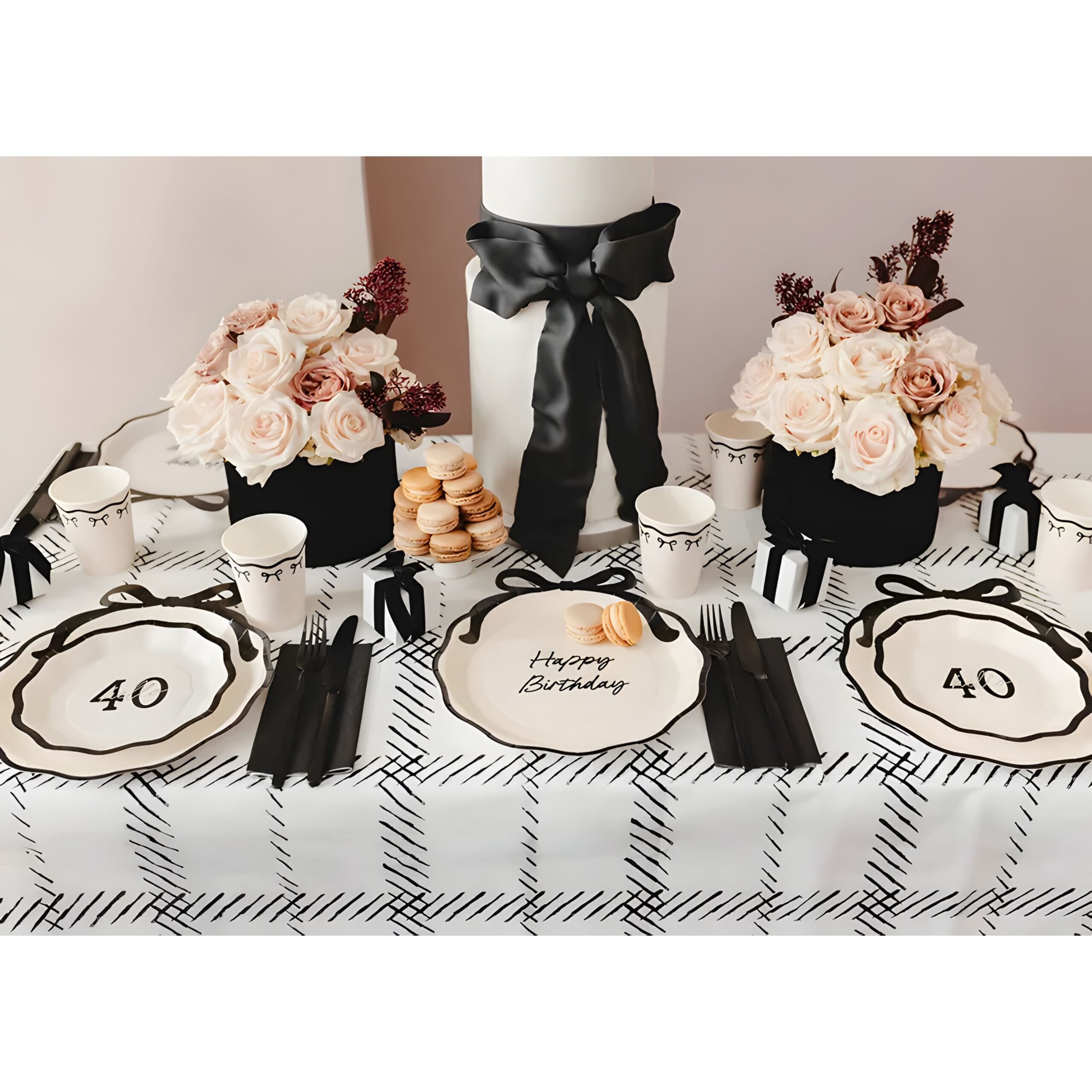 Χάρτινα Πιάτα με Φιόγκο - Happy Birthday (6 τεμ) - Image 3
