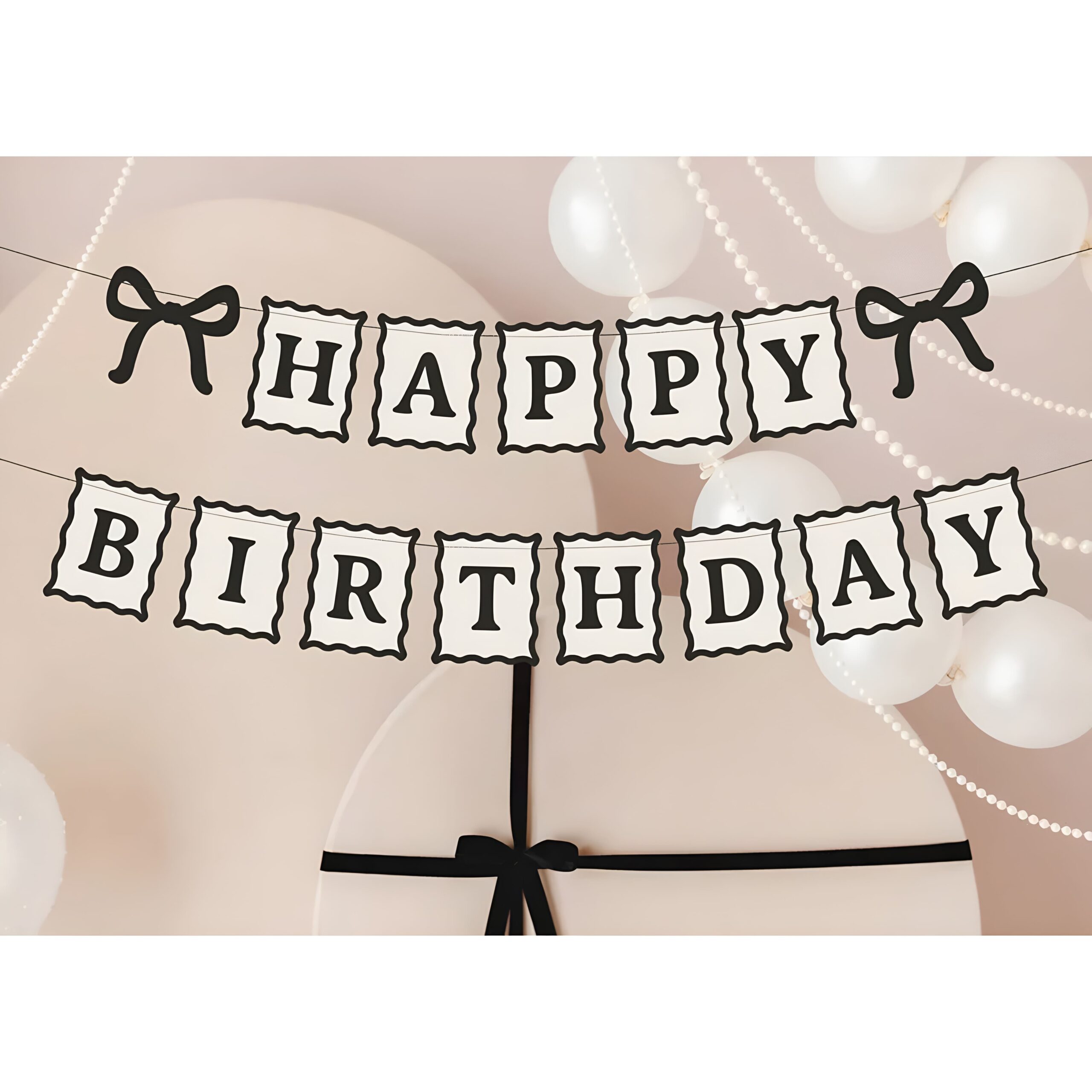 Γιρλάντα Happy Birthday - Μαύροι Φιόγκοι (1m) - Image 2
