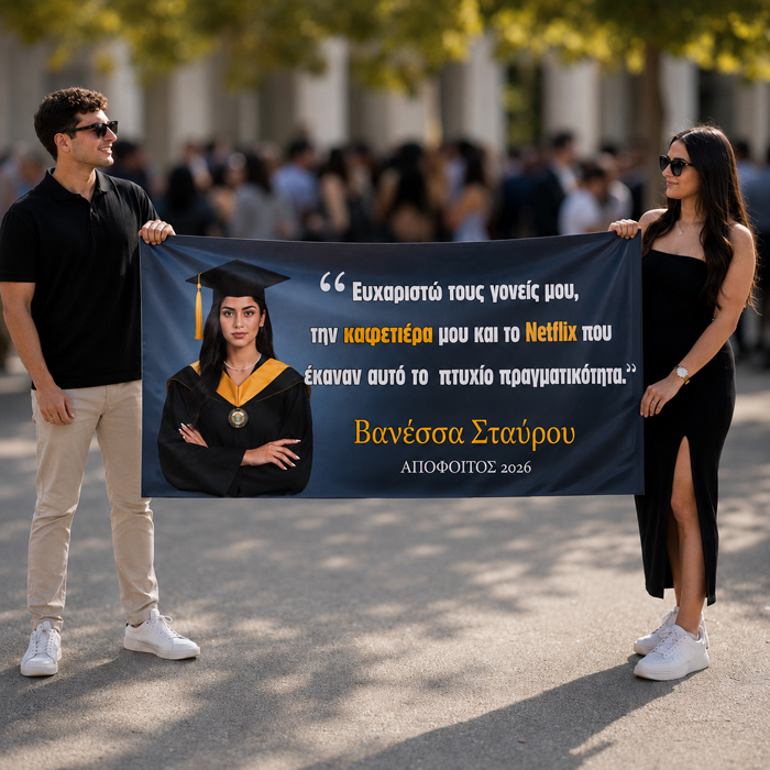 Πανό Αποφοίτησης με Φωτογραφία και Αφιέρωση