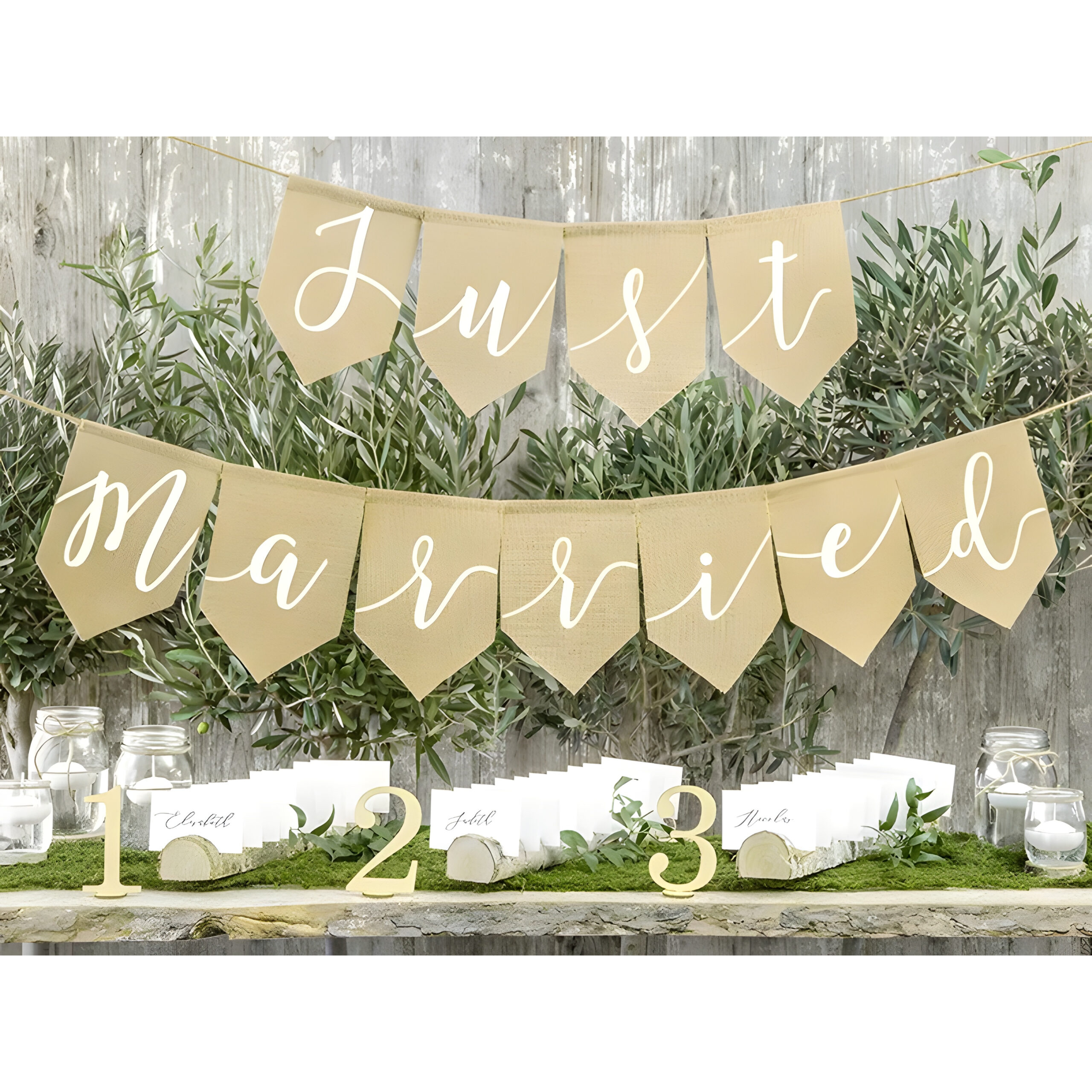 Σημαιάκια Γάμου Υφασμάτινα - Just Married (120 cm) - Image 2