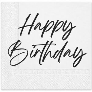 Χαρτοπετσέτες Λευκές - Elegant Happy Birthday (20 τεμ)