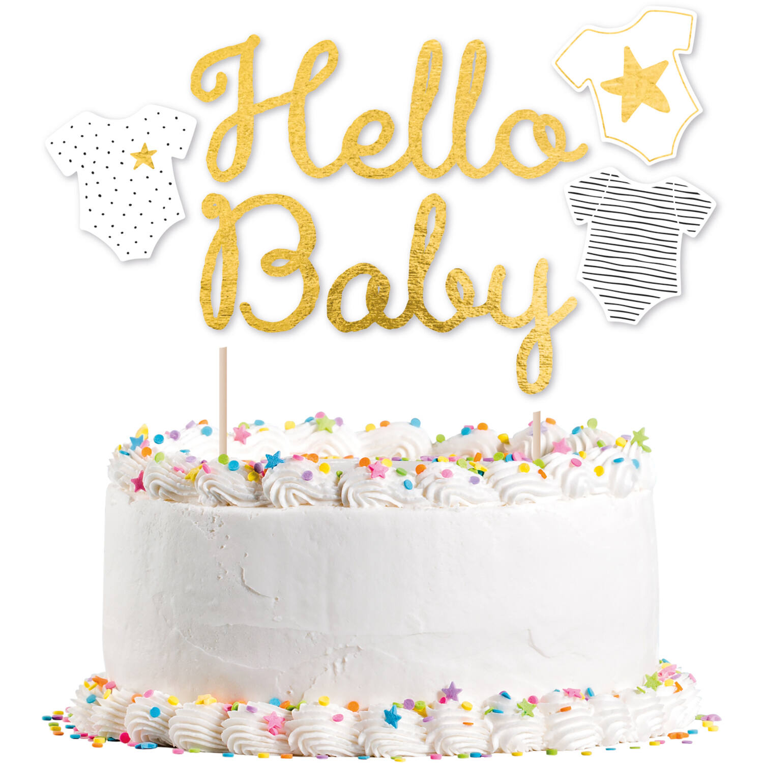 Χρυσό Διακοσμητικό Τούρτας - Hello Baby
