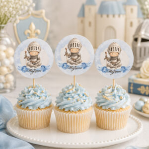 Topper Cupcake – Βάπτιση Ιππότης (6 τεμ)