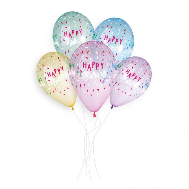 12" Μπαλόνια τυπωμένα Happy Birthday Crystal Rainbow (25 τεμ)