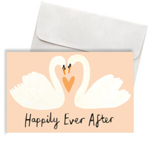 Ευχετήρια Κάρτα Γάμου - Happily Ever After με Κύκνους