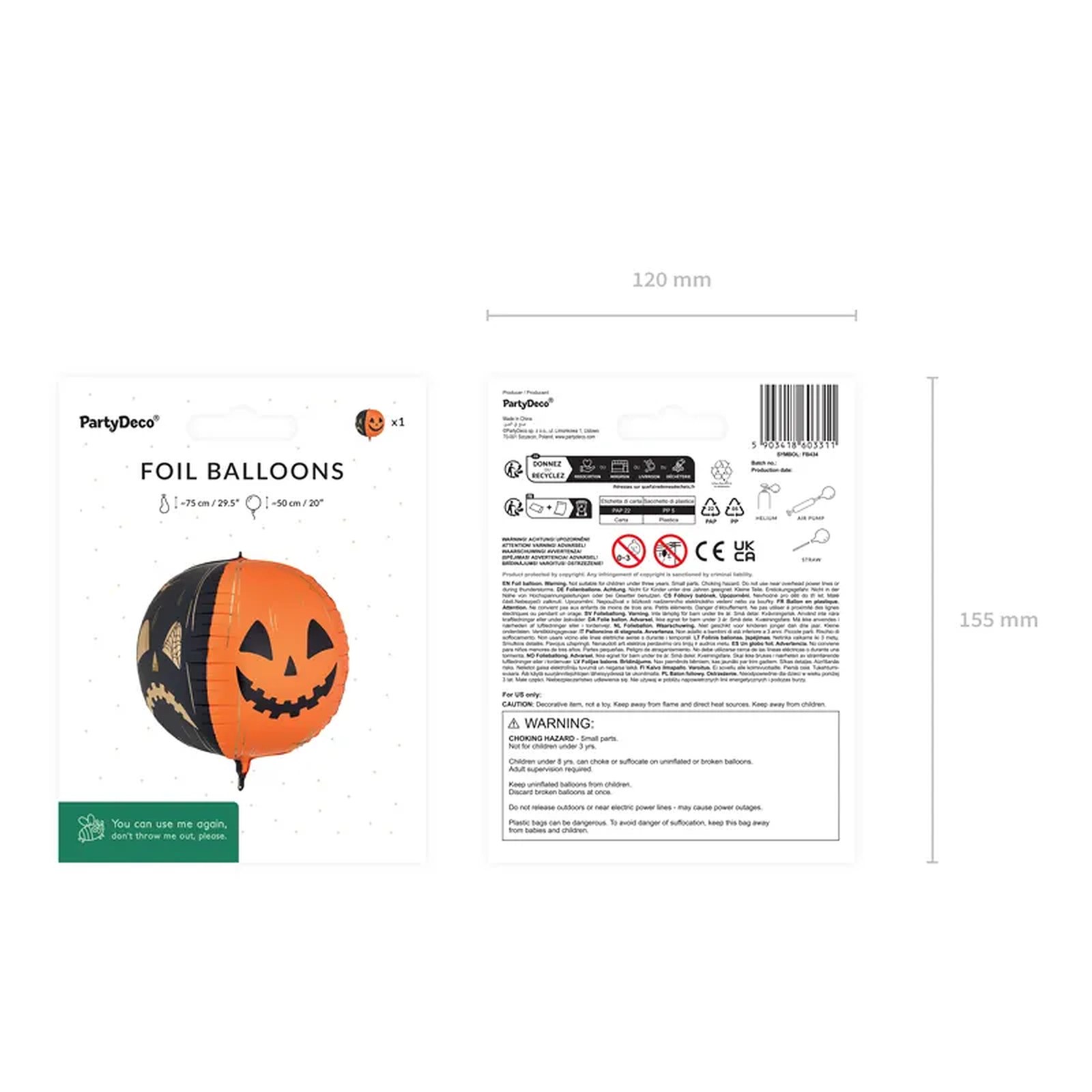 20" Μπαλόνι Σφαίρα Halloween - Τρομακτική Κολοκύθα - Image 9