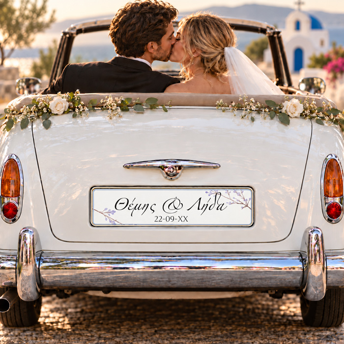 Πινακίδα αυτοκινήτου γάμου - Ανθισμένα Κλαδάκια (2 τεμ) - Image 2