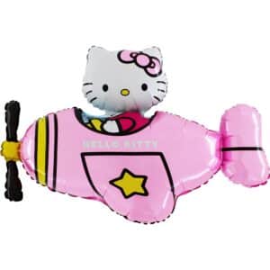 30" Μπαλόνι Hello Kitty - Ροζ Αεροπλανάκι